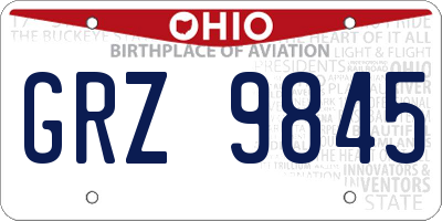 OH license plate GRZ9845