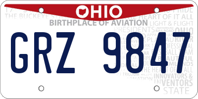 OH license plate GRZ9847