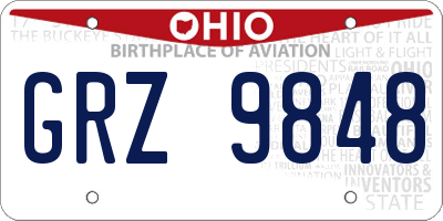 OH license plate GRZ9848