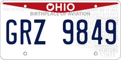 OH license plate GRZ9849