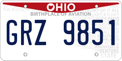 OH license plate GRZ9851