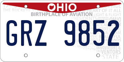 OH license plate GRZ9852