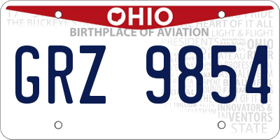 OH license plate GRZ9854