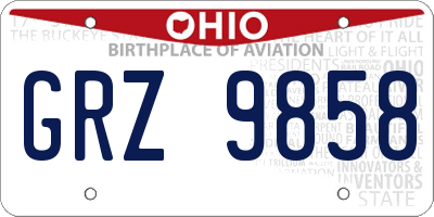 OH license plate GRZ9858