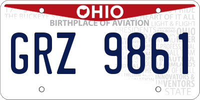 OH license plate GRZ9861