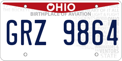 OH license plate GRZ9864