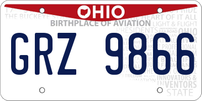 OH license plate GRZ9866