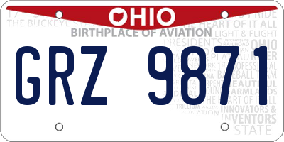 OH license plate GRZ9871