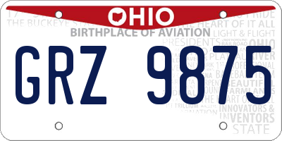 OH license plate GRZ9875