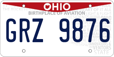 OH license plate GRZ9876