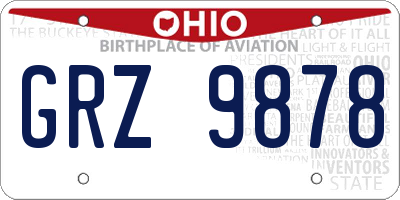 OH license plate GRZ9878