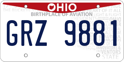 OH license plate GRZ9881