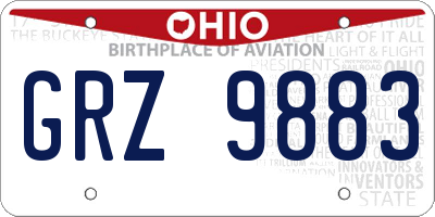 OH license plate GRZ9883