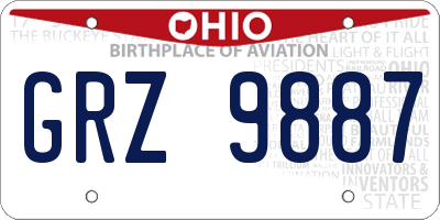 OH license plate GRZ9887