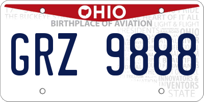 OH license plate GRZ9888