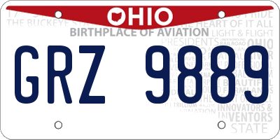 OH license plate GRZ9889