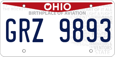 OH license plate GRZ9893