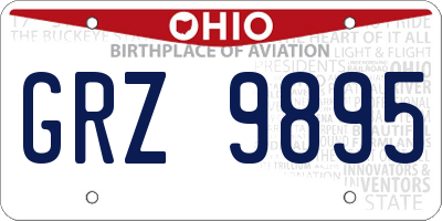 OH license plate GRZ9895