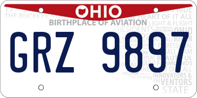 OH license plate GRZ9897