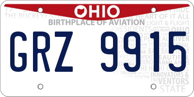 OH license plate GRZ9915