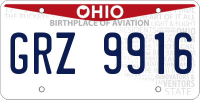 OH license plate GRZ9916