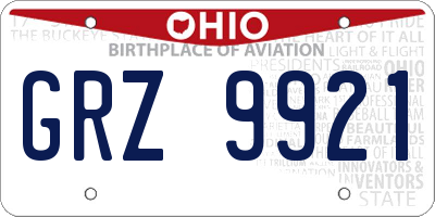 OH license plate GRZ9921