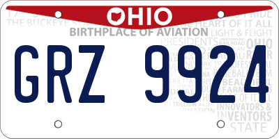 OH license plate GRZ9924