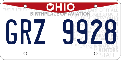 OH license plate GRZ9928