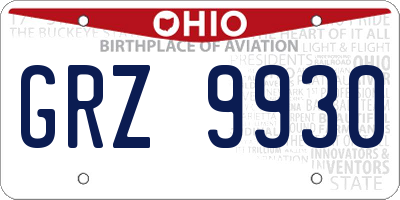 OH license plate GRZ9930