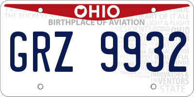 OH license plate GRZ9932