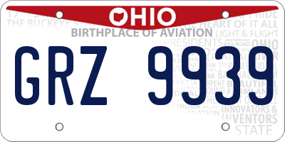 OH license plate GRZ9939