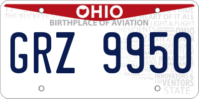 OH license plate GRZ9950