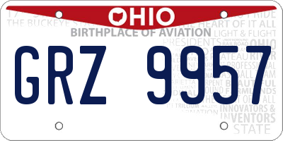 OH license plate GRZ9957