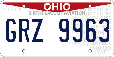 OH license plate GRZ9963
