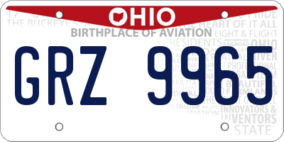 OH license plate GRZ9965