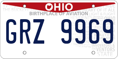 OH license plate GRZ9969