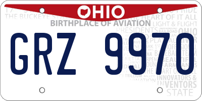 OH license plate GRZ9970