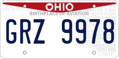 OH license plate GRZ9978
