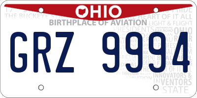 OH license plate GRZ9994