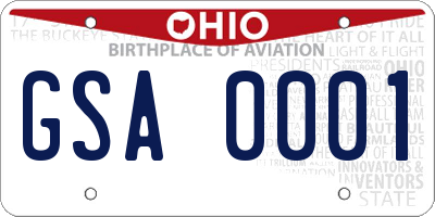 OH license plate GSA0001