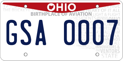 OH license plate GSA0007
