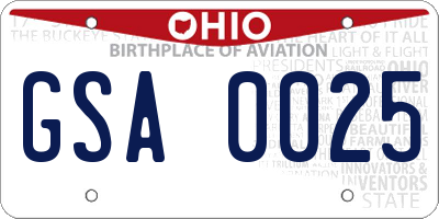 OH license plate GSA0025
