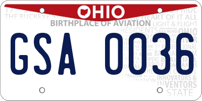 OH license plate GSA0036