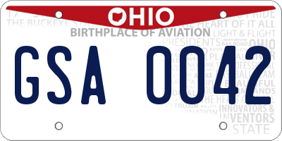 OH license plate GSA0042