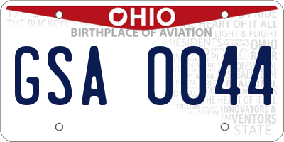 OH license plate GSA0044