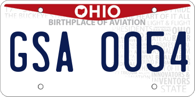 OH license plate GSA0054