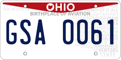 OH license plate GSA0061