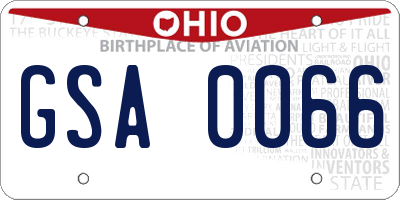 OH license plate GSA0066