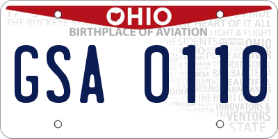 OH license plate GSA0110