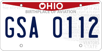 OH license plate GSA0112